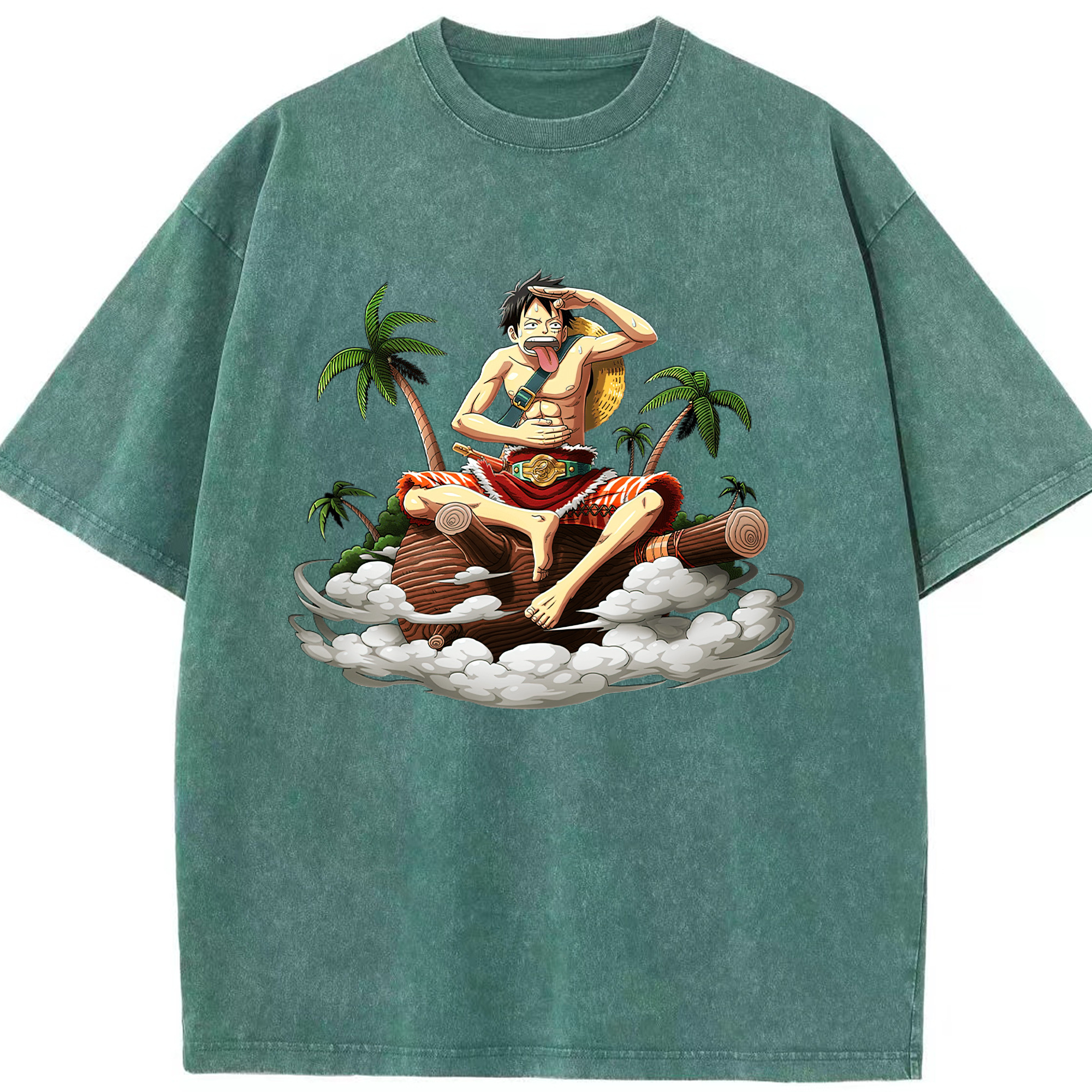 ワンピース モンキー・D・ルフィ ONE PIECE Monkey D. Luffy 綿100% ヴィンテージ風 半袖Tシャツ（フロントプリント）